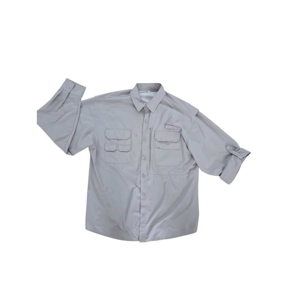 Men's Fishing‎ Outdoor Long Sleeve Shirt Top Lots Of Pockets & Roll-Tab!  XL